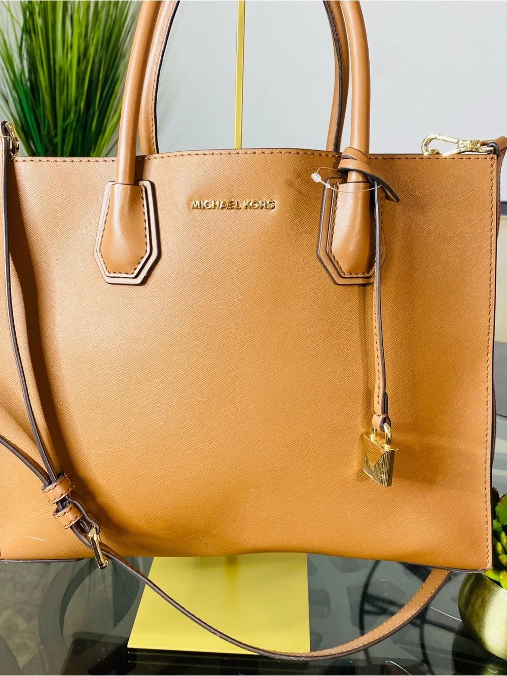 MICHAEL KORS MERCER Large Leather Convertible Tote Acorn Satchel Crossbody